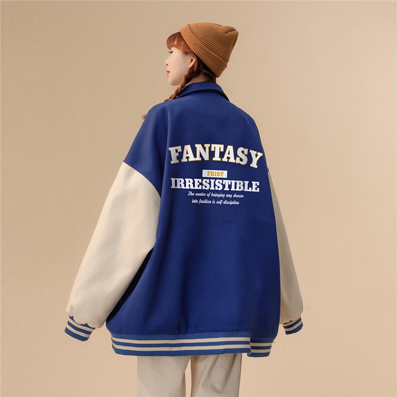 中性风23春季新款港风字母印花翻领棒球服夹克外套G607P85控108,男装夹克,A247A