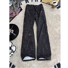 春装高品质扎染刺绣工艺弯刀卫裤男重磅复古垂感休闲运动裤阔腿裤，男装休闲裤，电商A486