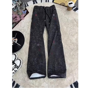 春装高品质扎染刺绣工艺弯刀卫裤男重磅复古垂感休闲运动裤阔腿裤图片