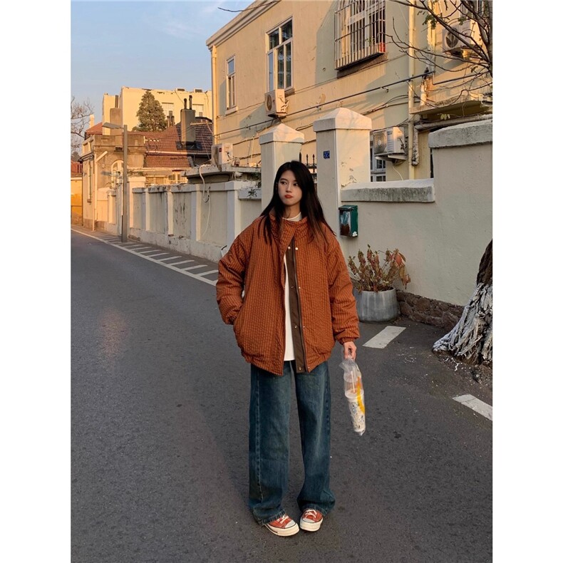 冬季保暖美拉德双面穿立领棉服外套男女美式复古宽松情侣加厚棉衣,男装棉衣,星座506A