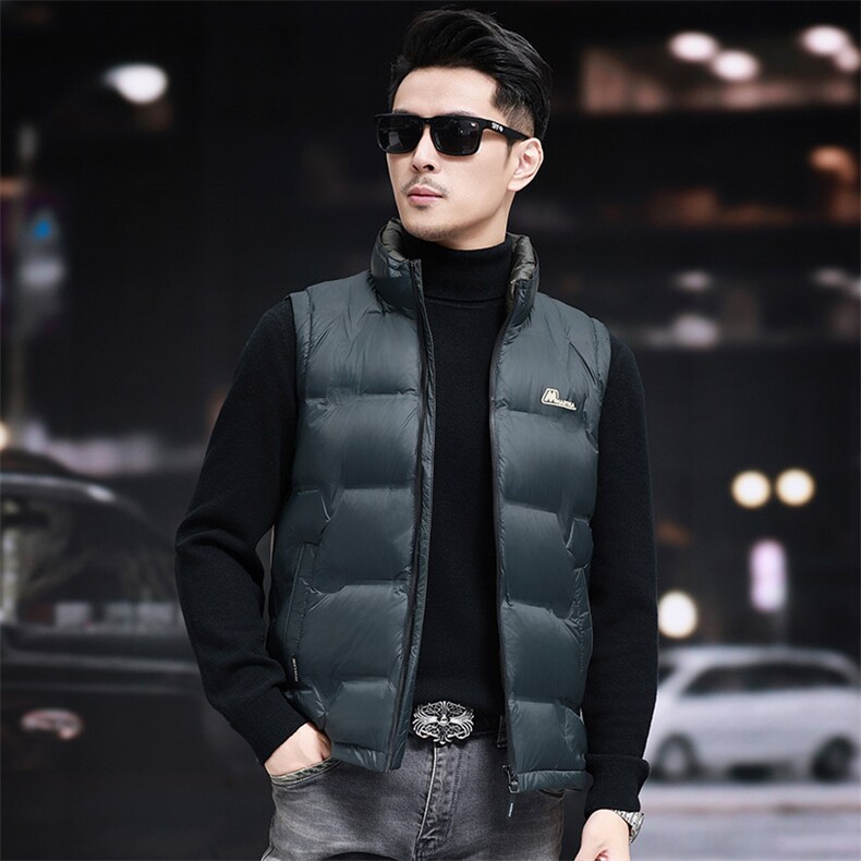 新款高品质立领短款90白鸭绒羽绒服马甲中年男装加厚羽绒服马甲,男装羽绒服,钱塘723