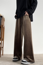 8XL-M加绒美拉德宽松金丝绒阔腿裤垂感拖地裤K993P55加绒65控78，男装休闲裤，电商D206-1