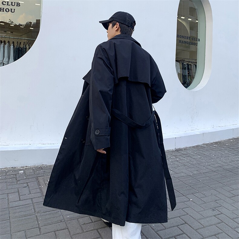2022风衣男中长款韩版宽松双排扣大衣英伦帅气工装痞帅W1907-P55,男装风衣,星座512-2