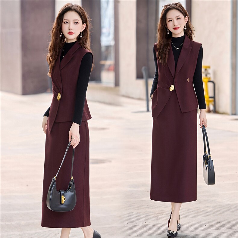 2025年秋季时尚潮流气质三件套裙，女装套装/套裙，鑫鑫美