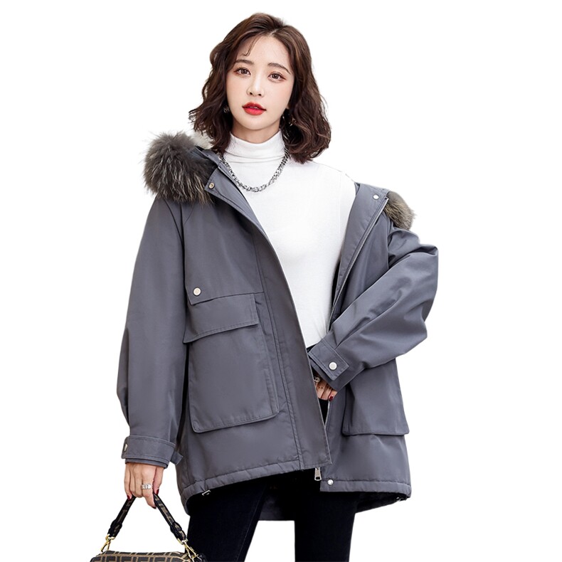 冬厚加绒外套女中长款棉衣韩版宽松ins潮派克服棉服冬季新款,女装派克服,菡迪欧娜