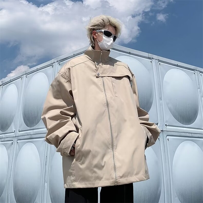 韩版小众设计感金属纽扣立领外套春秋夹克复古休闲情侣款JY166,男装夹克,星座1116A-1（原606A）
