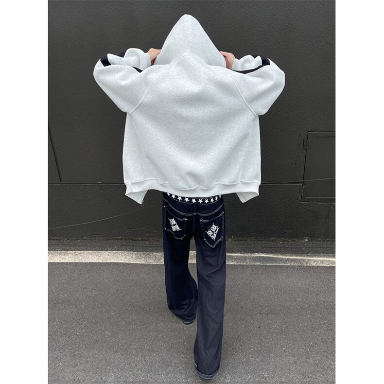 重磅拼色男女连帽卫衣特P60M-3XL,男装卫衣,电商B325