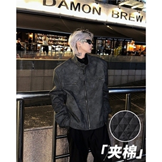 美式机车麂皮衣夹克男女短款潮牌夹棉服垫肩外套秋冬M8042-2夹棉，男装夹克，星座506