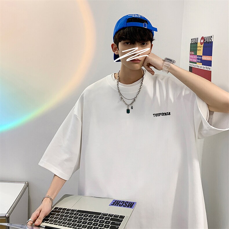 抖音得物二开现货供应220克夏装重磅美式高街宽松短袖t恤MT34,男装T恤,电商A486-1