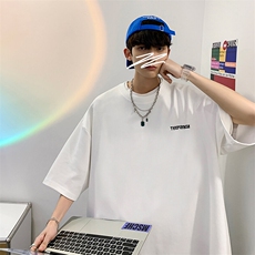 抖音得物二开现货供应220克夏装重磅美式高街宽松短袖t恤MT34，男装T恤，电商A486-1