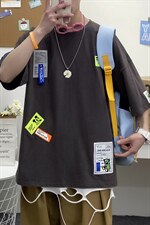 主推款夏季短袖t男潮流港风贴标重磅t恤衫A210-A8363-P35控58,男装T恤,星座210-3