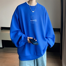 华夫格卫衣圆领卫衣男大码长袖t恤男外套HW76274-P30加绒款-P40，男装卫衣，电商A040