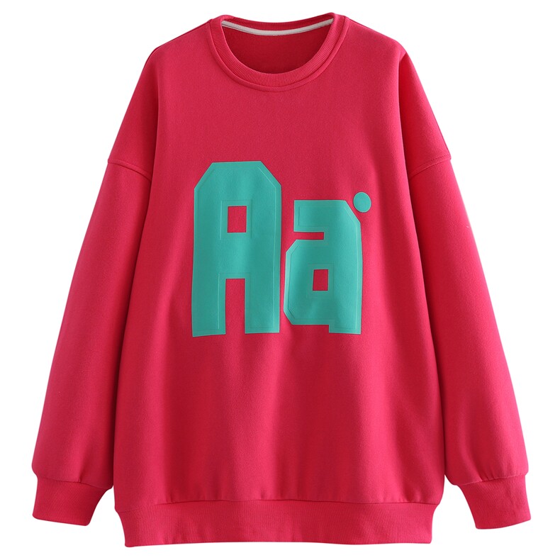 秋季大码卫衣ins港风宽松圆领百搭印花外套X5550-白底图-P55-限68，女装短外套，电商A061-1