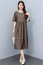 黑色短袖t恤裙子女2025年新款宽松遮肚显瘦时尚休闲圆领a字连衣裙，女装连衣裙，妃曼