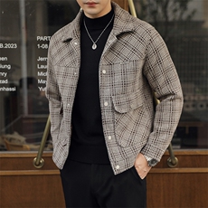 5037-P150男士格子款单面呢外套加厚款高品质夹克-L-5xl，男装夹克，电商A211