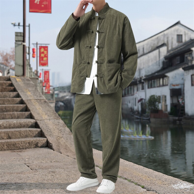 男士外套灯芯绒夹克套装盘扣立领风XZ1512-2501套装-P110,男装夹克,星座1512