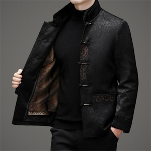 唐装羽绒服复古盘扣银狐貂内胆可脱卸中年外套爸爸装MJ595-P225图片