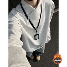 加绒加厚卫衣男款斜拉链秋冬季小众设计感长袖T恤特P28加绒P38，男装T恤，电商C306-1