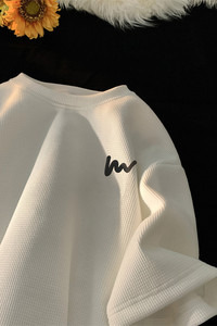 新款华夫格发泡印花短袖T恤大码M~5XL XZ604-DT405-P25控38图片