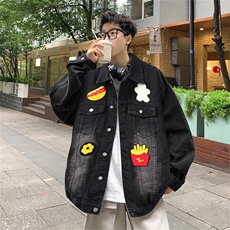 现货得物二开印花牛仔水洗美式高街设计感夹克外套男JK1278-P80，男装夹克，星座1103-3