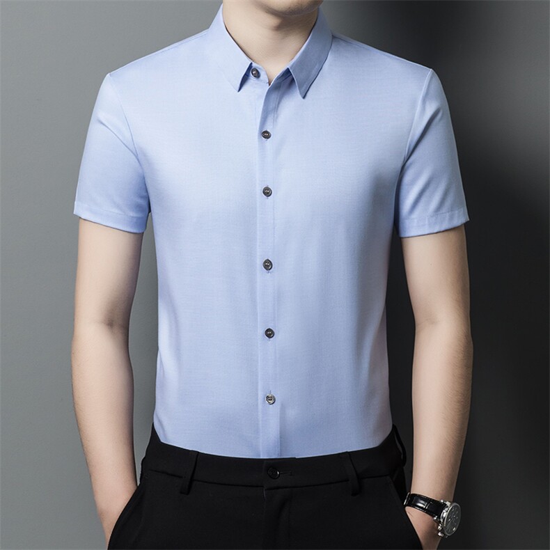 XLAL-T6669男士2023年夏季新款百搭衬衫男短袖商务休闲衬衣男P65,男装衬衫,电商B360