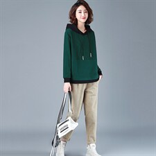 2022年春季新款休闲套装女气质减龄韩版时尚连帽卫衣女两件套装裤，女装套装/套裙，简韵佳