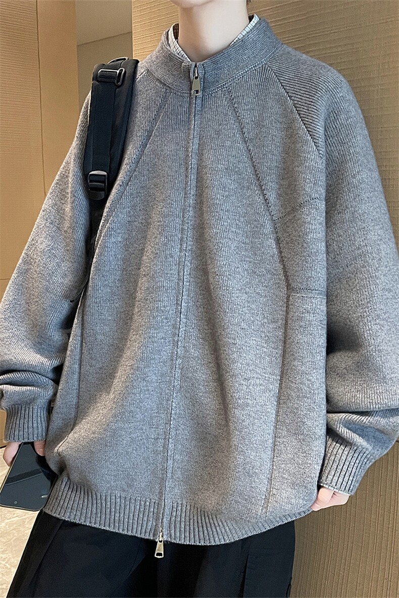 韩系立领拉链毛衣cleanfit灰色针织开衫外套情侣5Q1136-TP65控118,男装针织衫/毛衣,电商A102