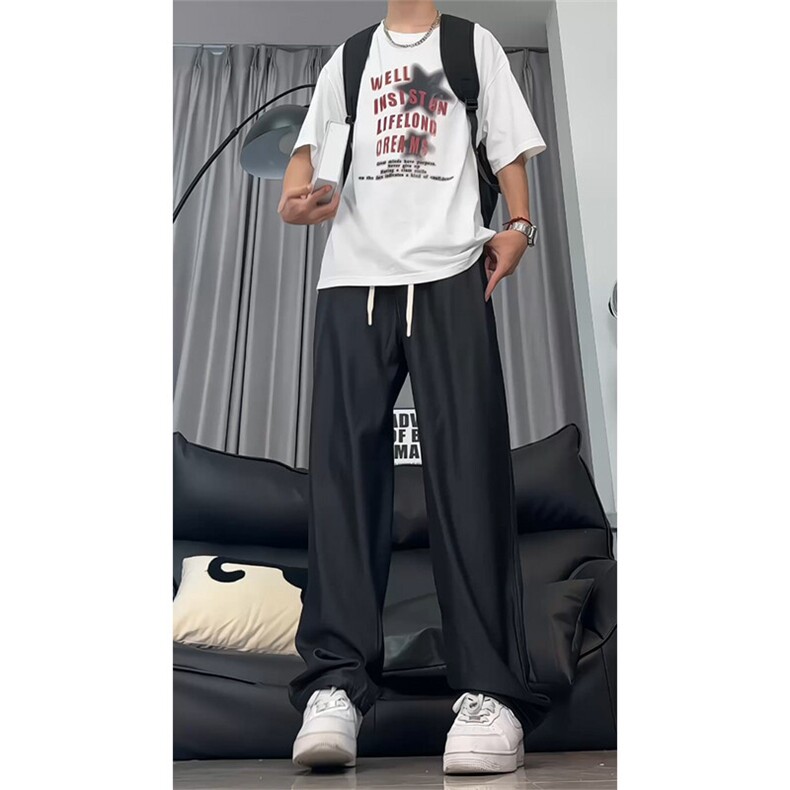 美式宽松垂感复古裤男冰丝直筒阔腿休闲长裤25XK67168特批45,男装牛仔裤,电商A042
