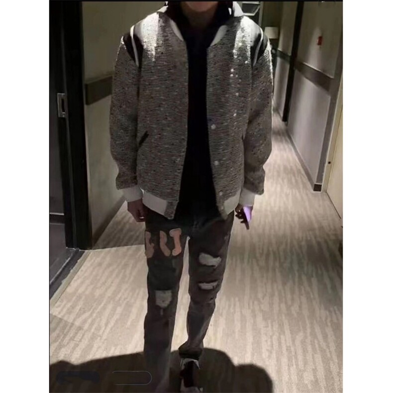 小香风针织开衫卫衣男款连帽重磅春秋条纹设计感美式复古夹克外套,男装夹克,四季星座505