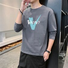 2021新款男装长袖T恤男休闲基础百搭男士打底上衣DF84T，男装T恤，电商A102