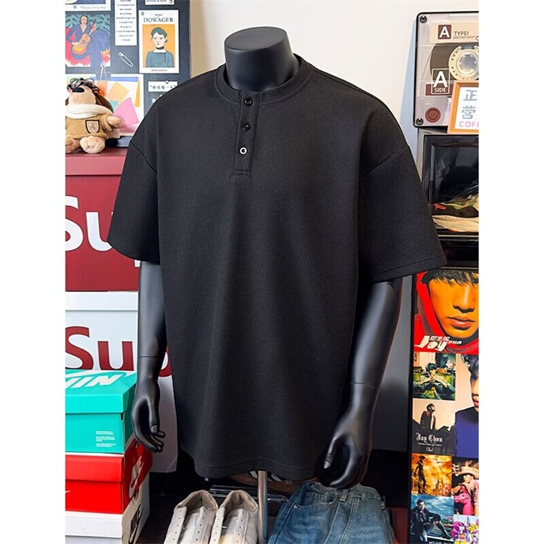 亨利领短袖T恤百搭宽松复古体恤衫休闲运动上衣310A-PL02-特批14，男装T恤，星座310A-4