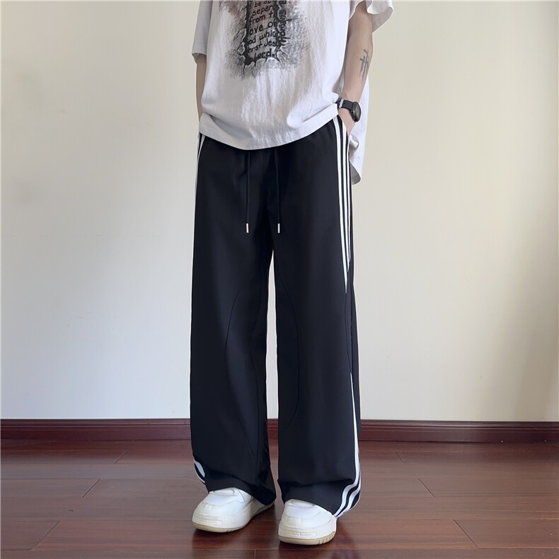 2025夏季新款美式运动条纹宽松冰丝休闲裤B315-K25662-特p35控68,男装休闲裤,电商B315