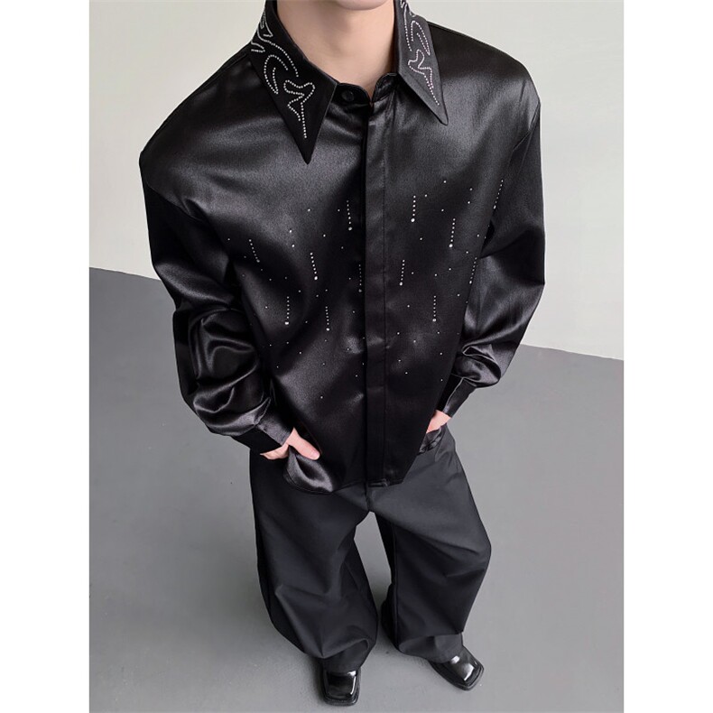 现货25秋季醋酸奢华水钻男士轻奢长袖衬衫cs101-p88,男装衬衫,电商B288
