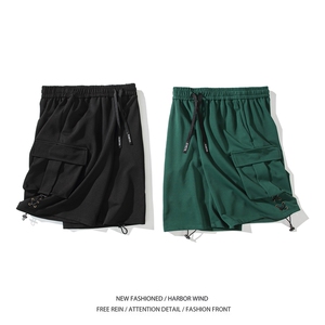 港风工装大口袋休闲裤抽绳松紧百搭宽松短裤B315-K23291-p45控68图片