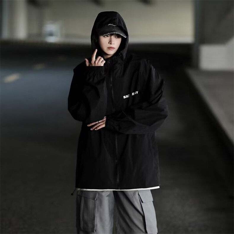 防晒衣男港风休闲宽松薄款夹克夏季帅百搭连帽防晒服外套S04-P38图片