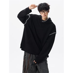 WY10155-特P48 控88新款连帽贝壳绣花麦穗提花大码男宽松情侣卫衣图片
