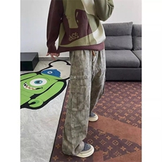 【有货】DN906-P63美式复古做旧迷彩工装裤男潮牌高街多口袋宽松，男装牛仔裤，星座603-2