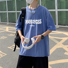 复古水洗短袖t恤男夏季美式高街潮牌上衣体恤T0398-P35，男装T恤，星座308B-1