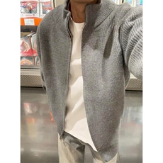重磅秋冬北极绒双拉链毛衣开衫美式复古休闲慵懒风宽松针织衫外套，男装针织衫/毛衣，电商A486-1