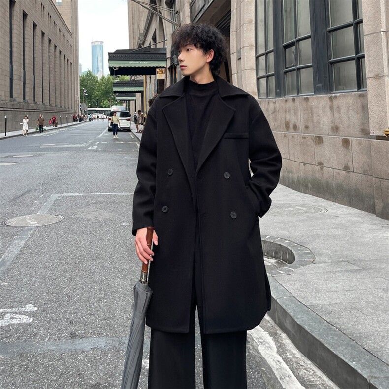 外景秋冬宽松毛呢大衣男高级感风衣休闲外套MN99995/P100加棉P110，男装风衣，电商B316