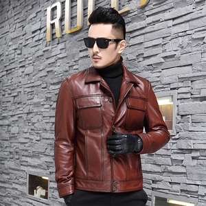 ZH8620秋季新款男士牛皮夹克机车皮衣韩版P580图片