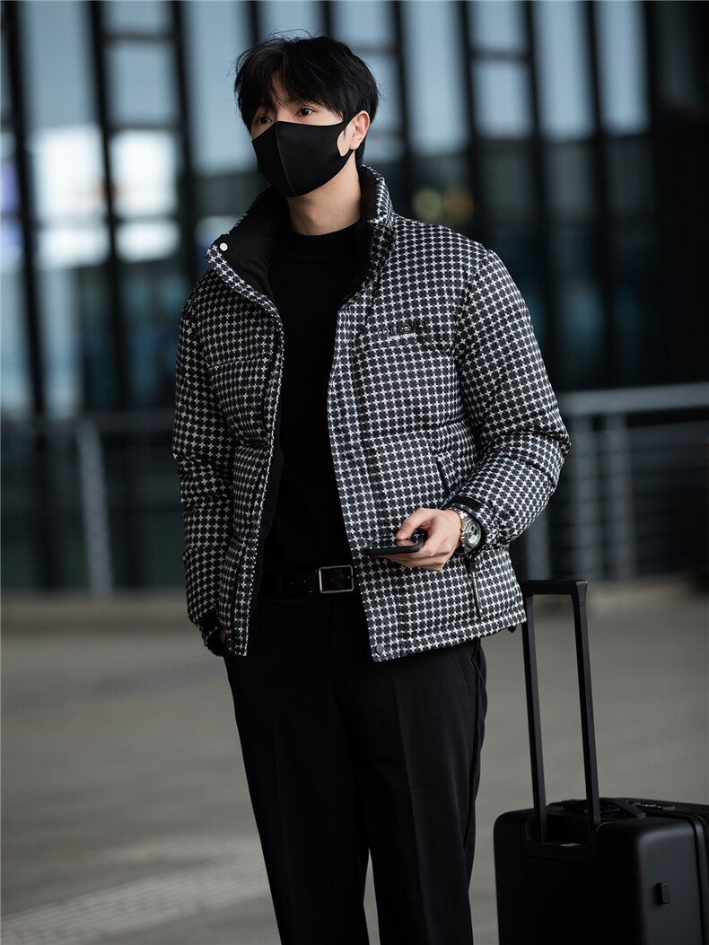 标50绒主推街拍男士格子立领羽绒服外套2503-P195(控券后288),男装羽绒服,电商B328