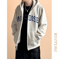 现货重磅宽松休闲绣花连帽卫衣外套男潮牌上衣A351-AW2499-P105，女装短外套，电商A351