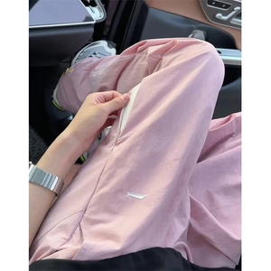 刺绣速干休闲裤男女夏季薄款拉链透气运动裤直筒休闲长裤K527,神武高级冲击搭配什么图片