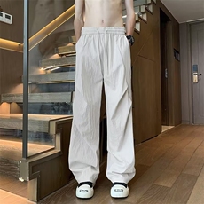 冰丝休闲裤子男女新款美式潮流直筒垂感运动宽松薄款阔腿速干裤，男装休闲裤，星座601-2