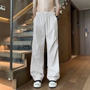 冰丝休闲裤子男女新款美式潮流直筒垂感运动宽松薄款阔腿速干裤图片