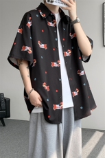 8XL-M腊肠狗花衬衫男短袖夏季冰丝薄款花衬衣寸衫外套DC28003P38，男装T恤，电商B312