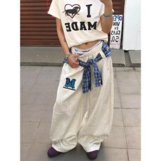 辣妹假两件休闲裤女秋冬季新款宽松阔腿跳舞运动卫裤K179，男装休闲裤，星座1116A（原606A-3）