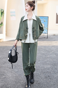 春秋欧货复古流行牛仔工装套装女2025新款时髦气质休闲三件套装潮图片