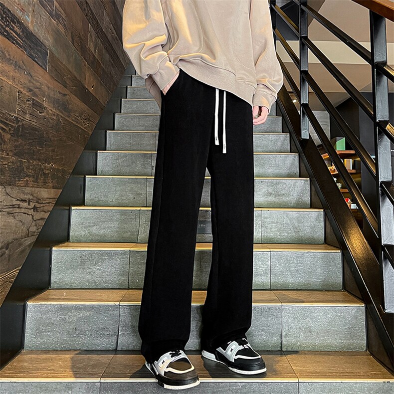 8XL-M羊羔绒阔腿裤男秋冬雪尼尔加绒加厚保暖灯芯绒裤P65,男装休闲裤,电商D206-1